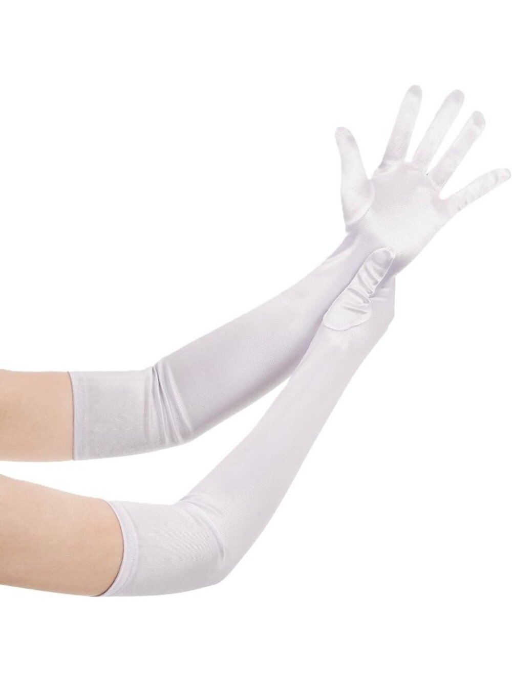 Women's White 1920s Costume Dress Elbow Length 21 inch Long Opera Satin Gloves